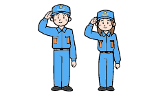 敬礼する消防員
